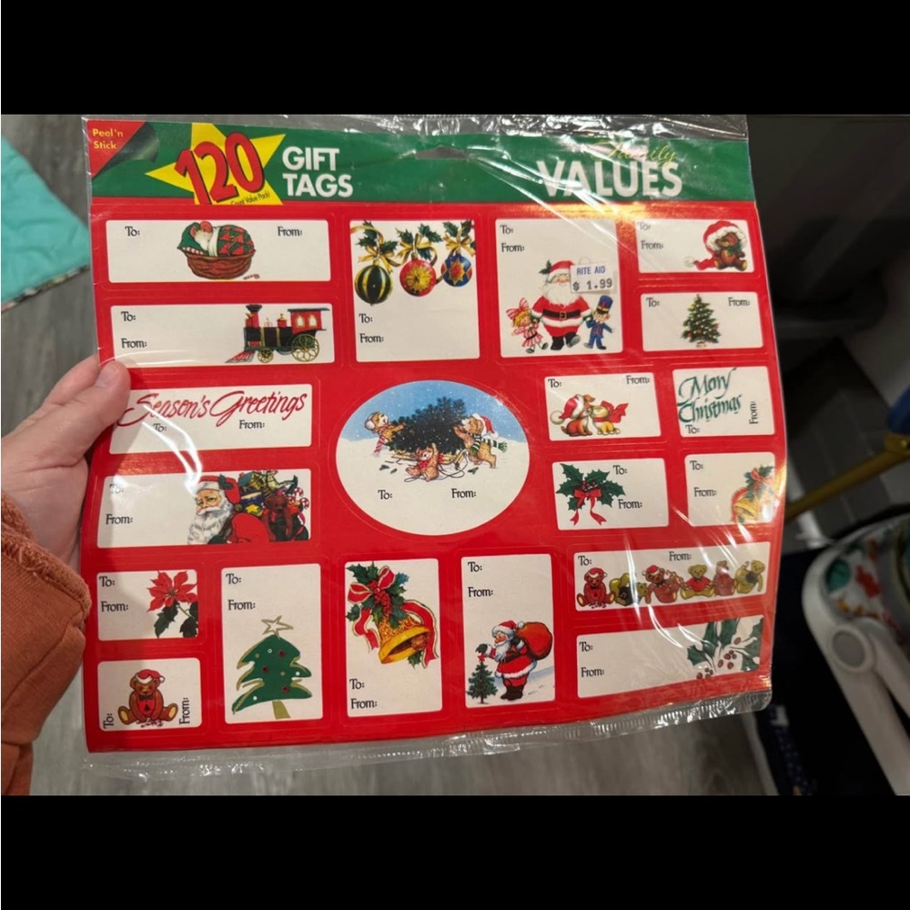 Festive Christmas Gift Tags Set. Vintage . Made in the USA. Never opened.